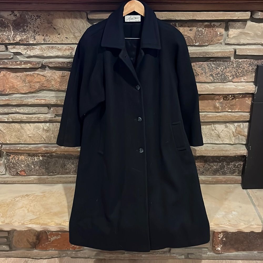 Vintage Andrea Marin Black Wool Overcoat Union Made